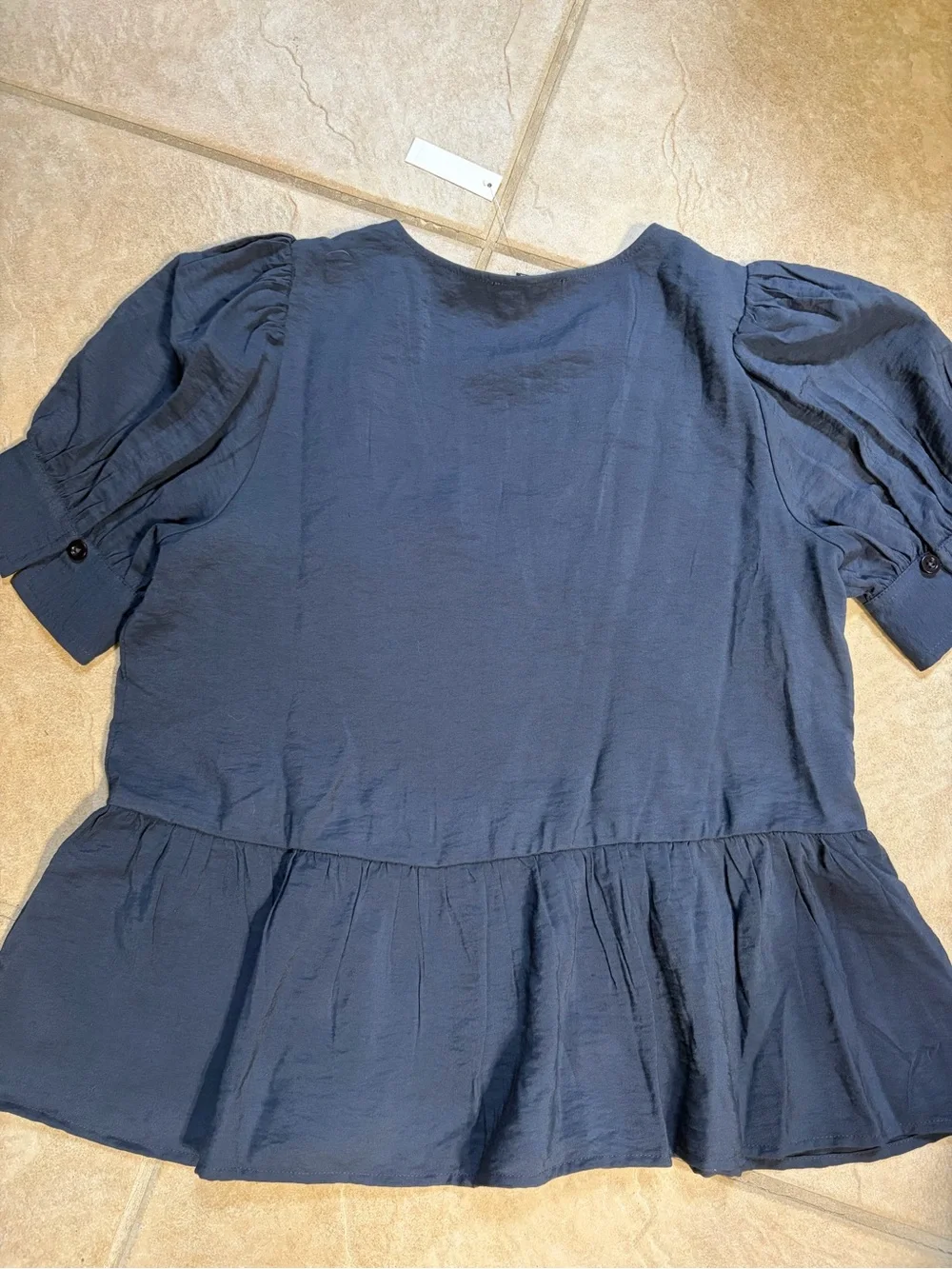 Madewell Navy Button-Front Peplum Blouse